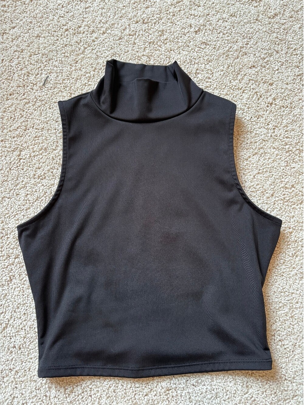 Bar III Women’s Black Mock Neck Sleeveless Fitted Crop Top Size Small